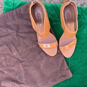 Elie Tahari Butterscotch Color Patent Sexy Heels with dustbag Size 37 Women's 7